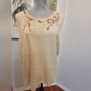 $400 OSCAR DE LA RENTA SILK WOOL BLEND BEADED EMBROID SWEATER US 2X L